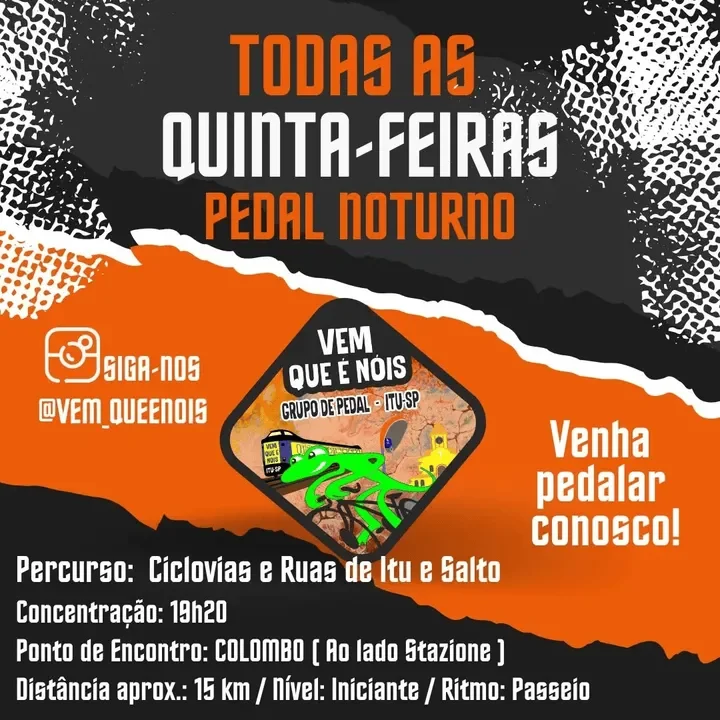 Informações para Pedal Noturno de quinta-feira