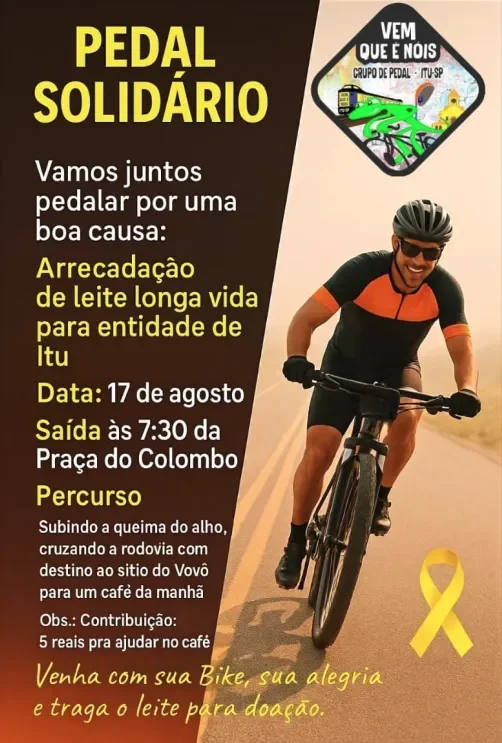 Cartaz com informações do Pedal Solidário